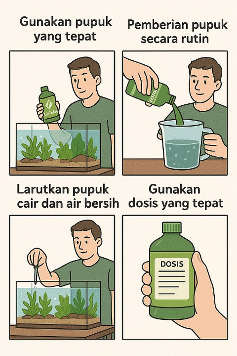 Ilustrasi cara pakai pupuk cair aquascape