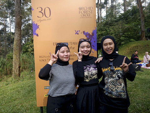 Voice of Baceprot dalam konferensi pers Forestra 2025, Orchid Forest, Cikole, Lembang, Bandung, Rabu (2/7/2025). Foto: Giovanni/kumparan