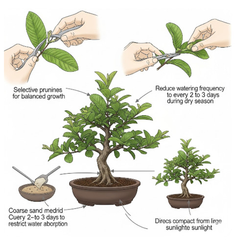 cara mengecilkan daun bonsai jambu biji