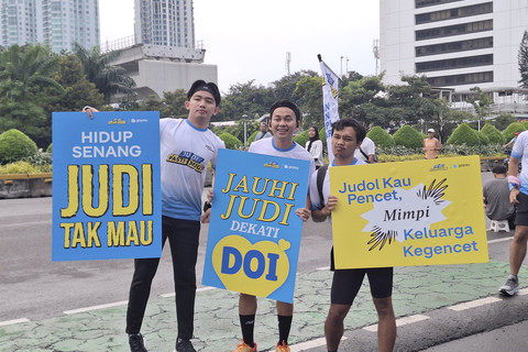 Kampanye Judi Pasti Rugi saat CFD di Jakarta, Minggu (6/7/2025). Foto: Argya D. Maheswara/kumparan