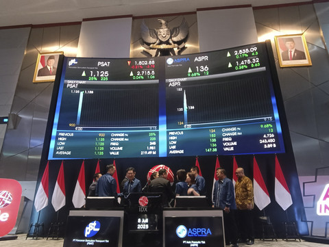 Pencatatan Saham Perdana PT Pancaran Samudera Transport Tbk (PSAT) di Gedung BEI, Selasa (8/7/2025). Foto: Muhammad Fhandra Hardiyon/kumparan