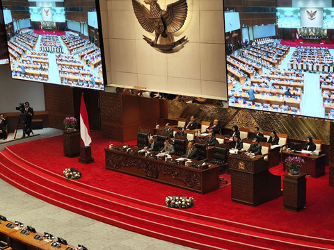Suasana Sidang Paripurna ke-23 DPR masa persidangan 2024-2025 di Kompleks Parlemen Senayan, Jakarta, Selasa (8/7/2025). Foto: Luthfi Humam/kumparan