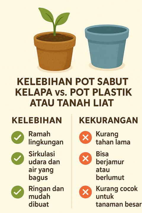 Ilustrasi Kelebihan dan Kekurangan Pot Sabut Kelapa
