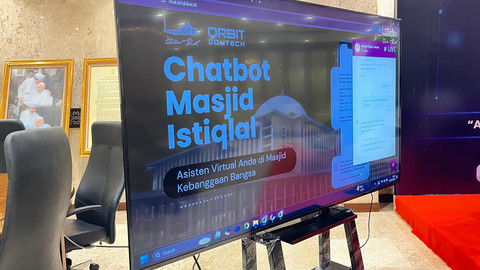 Suasana peluncuran chatbot layanan berbasis AI di Masjid Istiqlal, Jakarta Pusat, Rabu (9/7). Foto: Nasywa Athifah/kumparan