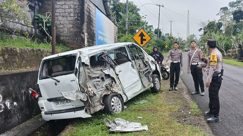 Kecelakaan di Jalan Raya Kintamani-Bangli, Kamis (10/7/2025). Foto: Dok. Polres Bangli