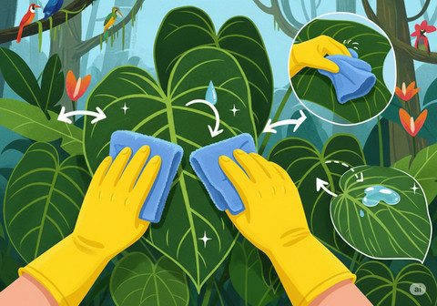 Ilustrasi berapa kali daun anturium perlu dibersihkan agar tetap mengkilap?