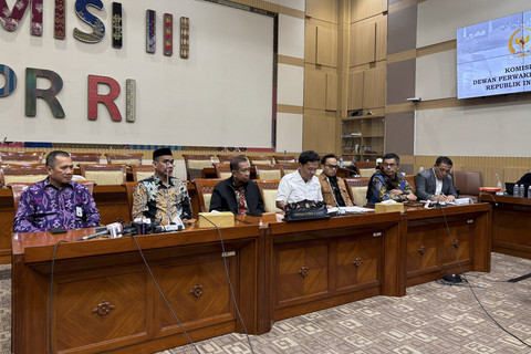 Konferensi Pers Panja RUU KUHAP di Komisi III oleh Ketua Komisi III DPR RI, Habiburokhman di Kompleks Parlemen, Senayan, Jakarta pada Jumat (11/7/2025).  Foto: Abid Raihan/kumparan