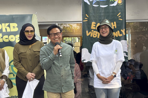 Ketua Umum PKB, Muhaimin Iskandar di acara launching komunitas EcoGen PKB di Blok M, Jakarta, Sabtu (12/7/2025). Foto: Abid Raihan/kumparan