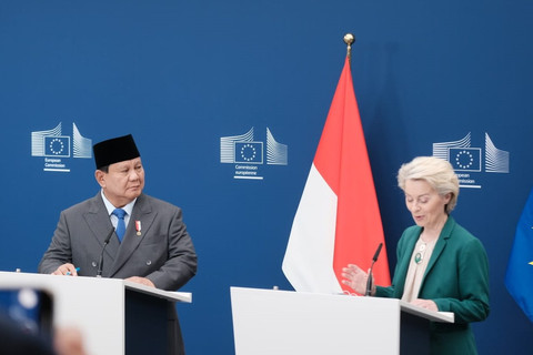 Presiden Prabowo Subianto dan Presiden Komisi Eropa Ursula von der Leyen di Kantor Komisi Eropa, Brussels, Belgia pada Minggu (13/7/2025). Foto: Luthfi Humam/kumparan