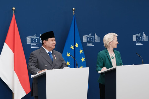 Presiden Prabowo Subianto dan Presiden Komisi Eropa Ursula von der Leyen di Kantor Komisi Eropa, Brussels, Belgia pada Minggu (13/7/2025). Foto: Luthfi Humam/kumparan