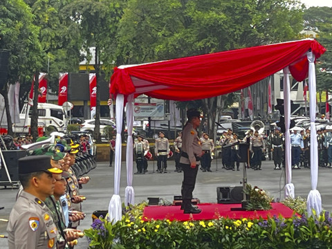 Suasana Apel Patuh Jaya di Polda Metro Jaya, Jakarta Selatan, Senin (14/7/2025). Foto: Rayyan Farhansyah/kumparan
