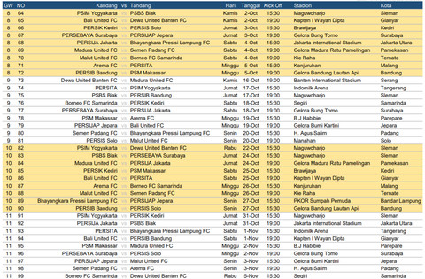 Jadwal BRI Super League 2025/26 pekan 8-11. Foto: ILeague