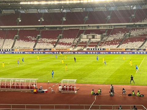 Malaysia vs Filipina dalam laga pertama Grup A Piala AFF U-23 2025 di Stadion Utama GBK, Jakarta, pada Selasa (15/7). Foto: Azrumi El Ghazali/kumparan