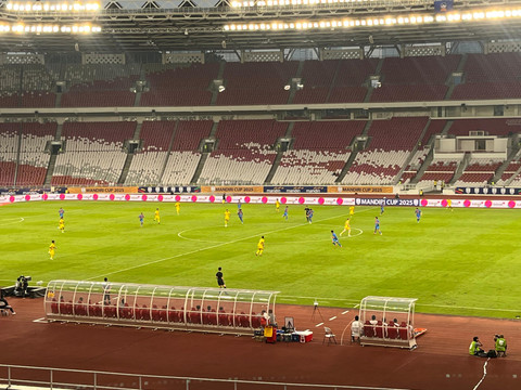 Malaysia vs Filipina dalam laga pertama Grup A Piala AFF U-23 2025 di Stadion Utama GBK, Jakarta, pada Selasa (15/7). Foto: Azrumi El Ghazali/kumparan