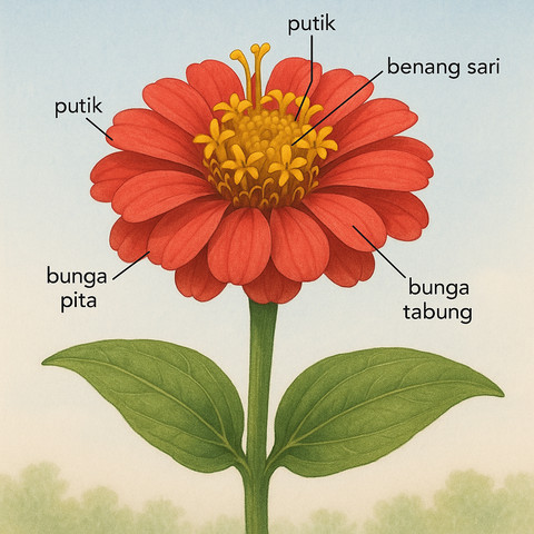 Ilustrasi apakah bunga zinnia memiliki putik.