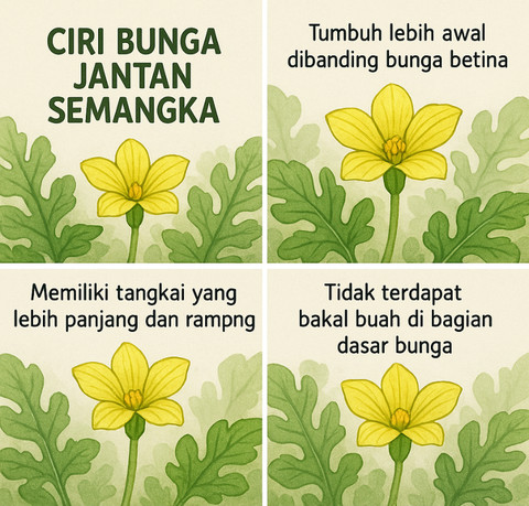 Ilustrasi ciri bunga jantan semangka 