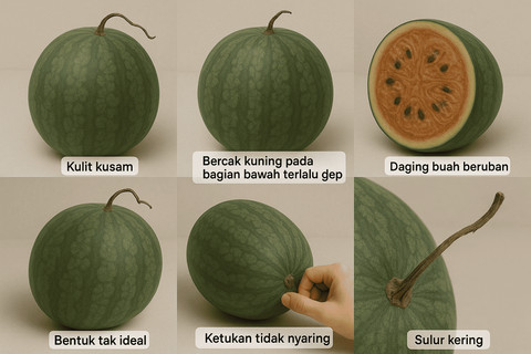 Ilustrasi Ciri-Ciri Semangka yang Sudah Tua