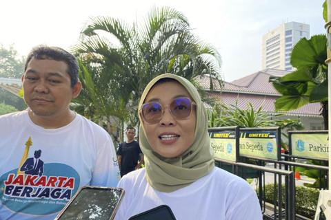 Kepala Dinas Kesehatan DKI Jakarta, Ani Ruspitawati di sela pelaksanaan Kampanye Jakarta BERJAGA (Bergerak, Bekerja, Berolahraga, dan Bahagia) 2.0 Tahun 2025, Balai Kota Jakarta, Jumat (18/7/2025). Foto: Lia Wanadriani Santosa/ANTARA