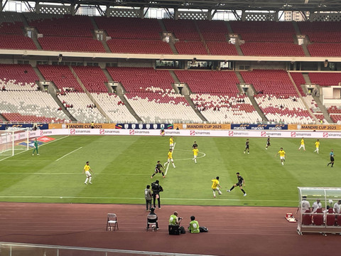 Malaysia vs Brunei dalam matchday kedua Grup B Piala AFF U-23 2025 di Stadion Utama GBK, Jakarta, pada Jumat (18/7). Foto: Aji Nugrahanto/kumparan