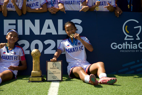 Nafeeza Ayasha Nori, pemain asal Bandung, yang antarkan Makati FC juara Girls 13 Gothia Cup 2025 di SKF Arena, Swedia, Sabtu (19/7). Foto: Gothia Cup
