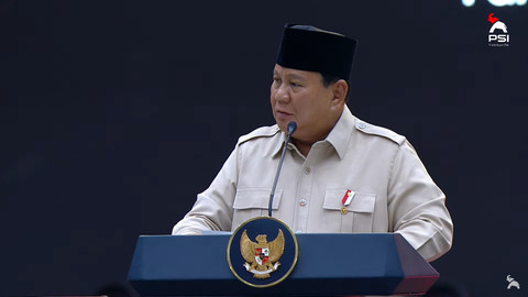 Presiden Prabowo Subianto memberikan sambutan saat menghadiri Kongres PSI 2025 di Solo, Jawa Tengah, Minggu (20/7/2025). Foto: Youtube/Partai Solidaritas Indonesia