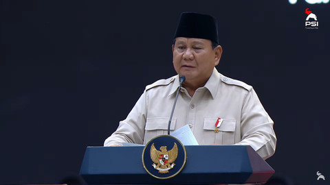 Presiden Prabowo Subianto memberikan sambutan saat menghadiri Kongres PSI 2025 di Solo, Jawa Tengah, Minggu (20/7/2025). Foto: Youtube/Partai Solidaritas Indonesia