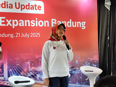 Vice President Consumer Business Area Telkomsel Jabotabek Jabar Tuty Rahma Afriza di di Acara Media Update 5G Coverage Expansion Bandung, Senin (21/7). Foto: Alya Zahra/kumparan