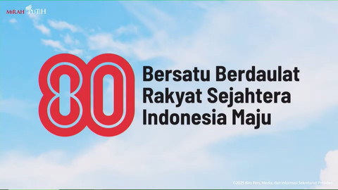 Logo dan tema HUT ke-80 RI di Istana Negara, Jakarta, Rabu (23/7/2025). Foto: Youtube/Sekretariat Presiden