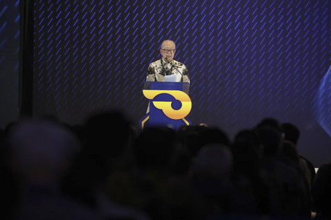 Ketua umum Gaikindo, Yohannes Nangoi memberikan sambutan dalam acara GIIAS (Gaikindo Indonesia International Auto Show) 2025 di ICE BSD, Tangerang, Kamis (24/7/2025). Foto: Aditia Noviansyah/kumparan