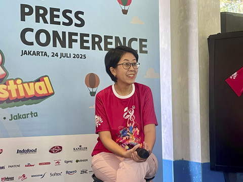 Head of Merchandising Super Indo, Christina Natalia, saat acara konferensi pers Superindoversary 2025, Kamis (24/7/2025). Foto: Salsha Okta Fairuz/kumparan