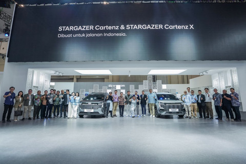 Momen peluncuran Hyundai Stargazer Cartenz dan Stargazer Cartenz X di GIIAS 2025, Rabu (23/7/2025). Foto: Syahrul Ghiffari/kumparan