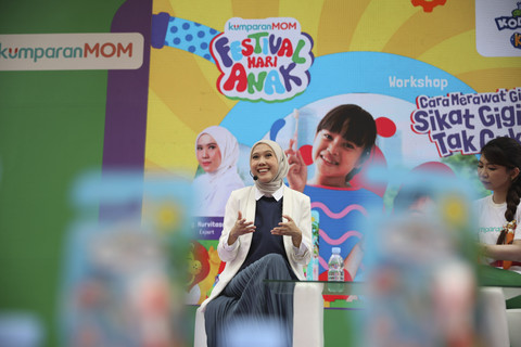 Workshop gigi bareng Komodo dalam acara kumparanMOM Festival Hari Anak 2025 di Ex Taman Anggrek, GBK, Jakarta, Minggu (27/7/2025). Foto: Aditia Noviansyah/kumparan