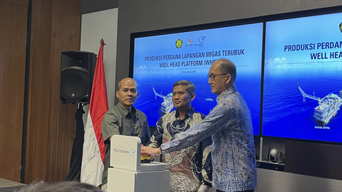 Pengumuman produksi perdana Well Head Platform (WHP) M Lapangan Terubuk, Blok South Natuna Sea Block B milik Medco E&P Natuna Ltd, Selasa (29/7/2025). Foto: Fariza Rizky Ananda/kumparan