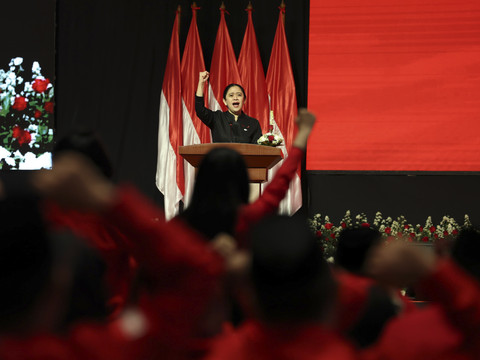 Ketua DPP PDIP Puan Maharani mengisi pembekalan di Bimtek partai PDIP hari pertama, Rabu (30/7/2025). Foto: PDIP