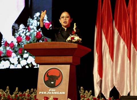 Ketua DPP PDIP Puan Maharani mengisi pembekalan di Bimtek partai PDIP hari pertama di Bali, Rabu (30/7/2025). Foto: PDIP