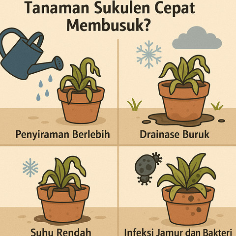 Ilustrasi Mengapa tanaman sukulen cepat membusuk?