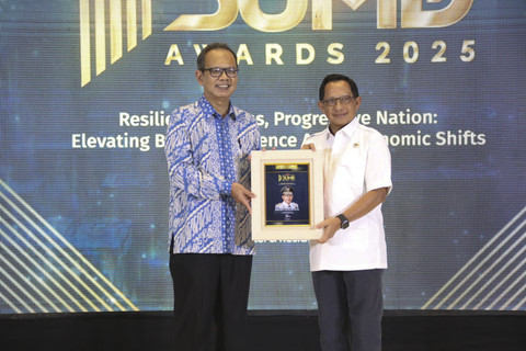 Mendagri Tito Karnavian menghadiri acara Indonesia Best BUMD Awards 2025 di The Sultan Hotel & Residence, Jakarta, Rabu (30/7/2025). Foto: Kemendagri RI