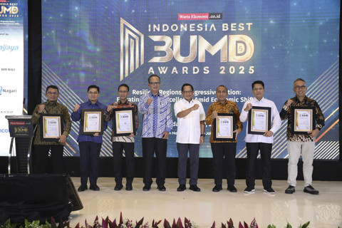 Mendagri Tito Karnavian menghadiri acara Indonesia Best BUMD Awards 2025 di The Sultan Hotel & Residence, Jakarta, Rabu (30/7/2025). Foto: Kemendagri RI