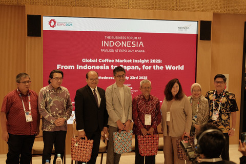 Forum 'Global Coffee Market Insight 2025, From Indonesia to Japan, for the World' di Paviliun Indonesia, World Expo Osaka, Jepang, pada Jumat (1/8).  Foto: Dok. Istimewa