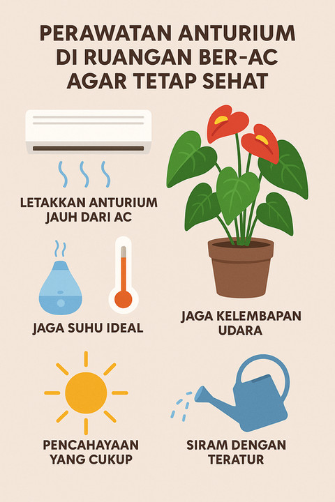 Ilustrasi Perawatan Anturium di Ruangan Ber-AC Agar Tetap Sehat