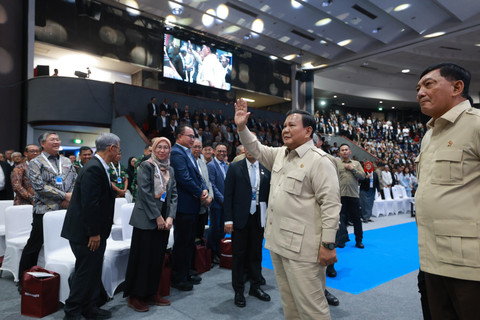 Prabowo menghadiri Konvensi Sains, Teknologi, dan Industri Indonesia (KSTI) 2025 di kampus ITB, Kamis (7/8/2025). Foto: X/@prabowo