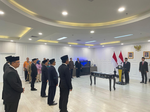 Kementerian Hukum melantik Komisioner LMKN dan LMK Hak Terkait, di Gedung Dirjen Kekayaan Intelektual Kemenkum, Jakarta, Jumat (8/8/2025). Foto: Fadhil Pramudya/kumparan