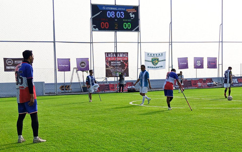 Gelaran mini soccer untuk menggalang dana bagi pesepakbola disabilitas, Minggu (10/8) pagi. Foto: Masruroh/Basra