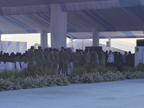 Suasana Gelar Upacara Operasional dan Kehortan Militer di Pusdiklatpassus Batujajar, Bandung pada Minggu (10/8/2025). Foto: Luthfi Humam/kumparan