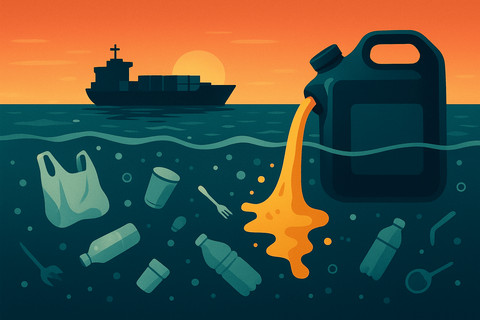 Ilustrasi sampah plastik di laut. Dokumen pribadi
