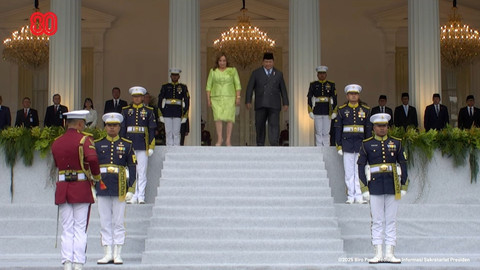 Presiden Prabowo Subianto menerima kunjungan resmi Presiden Republik Peru Dina Baluarte di Istana Merdeka, Senin (11/8/2025). Foto: Youtube/Sekretariat Presiden