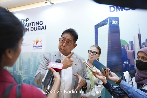 Wakil Ketua Umum Koordinator Bidang Pengembangan Ekspor Kadin Indonesia, Juan Permata Adoe, usai acara seminar bisnis Step-by-Step Guide to Starting a Business in Dubai di The Langham Hotel, Jakarta, Selasa (12/8/2025). Foto: Kadin Indonesia