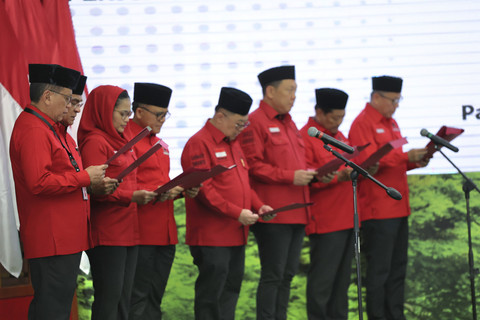 Pelantikan pengurus DPP PDIP periode 2025-2030, Kamis (14/8/2025). Foto: PDIP