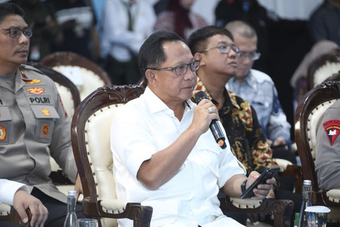 Mendagri Tito Karnavian menghadiri Launching Gerakan Pangan Murah Polri dan Bulog di Lapangan Bulog Kanwil Jakarta dan Banten, Jakarta Utara, Kamis (14/8/2025). Foto: Dok. Kemendagri