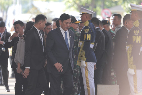 Ketua Dewan Ekonomi Nasional (DEN) Luhut Binsar Pandjaitan tiba untuk menghadiri Sidang tahunan DPR/MPR di Senayan, Jakarta, Jumat (15/8/2025). Foto: Iqbal Firdaus/kumparan